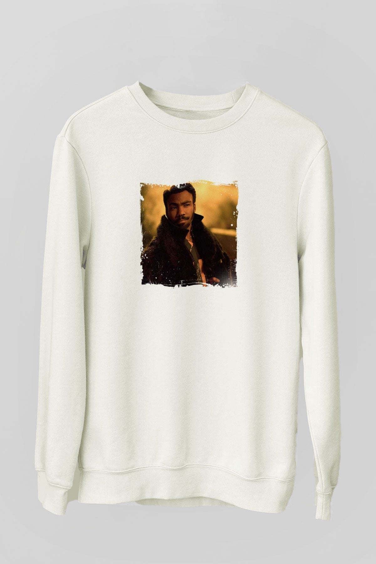 Donald Glover Baskılı Unisex Beyaz Sweatshirt