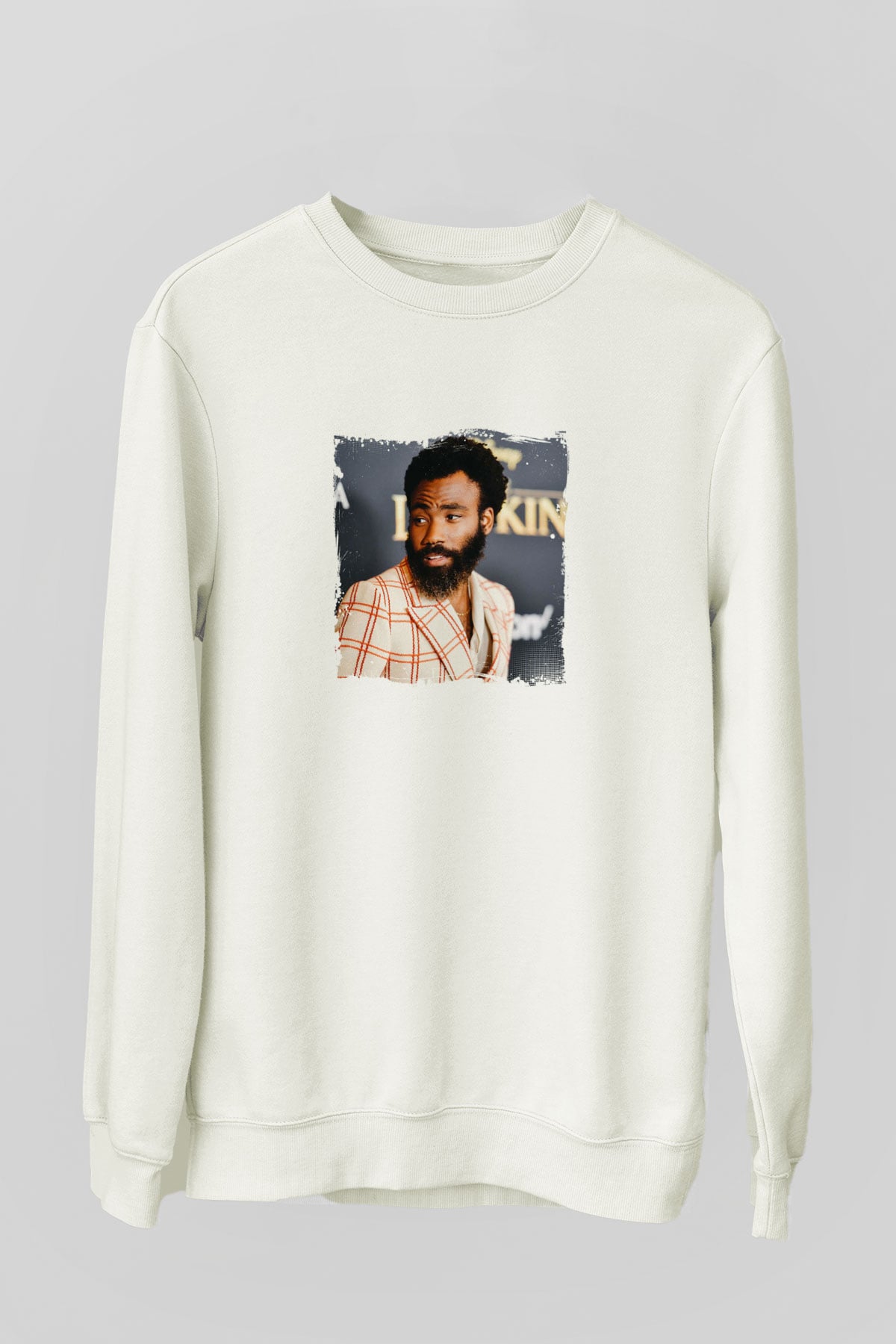 Donald Glover Baskılı Unisex Beyaz Sweatshirt