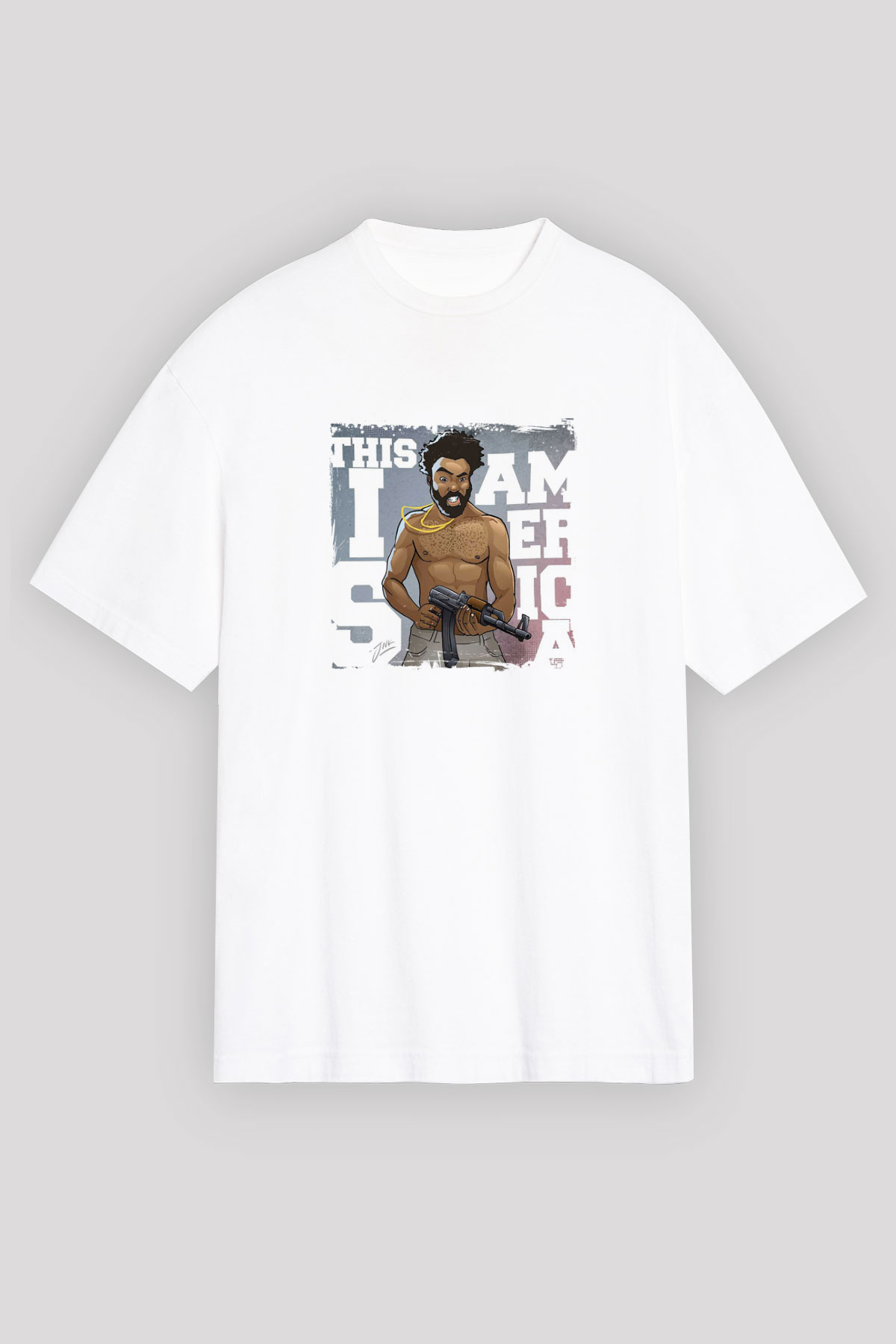 Donald Glover Baskılı Unisex Beyaz Tişört