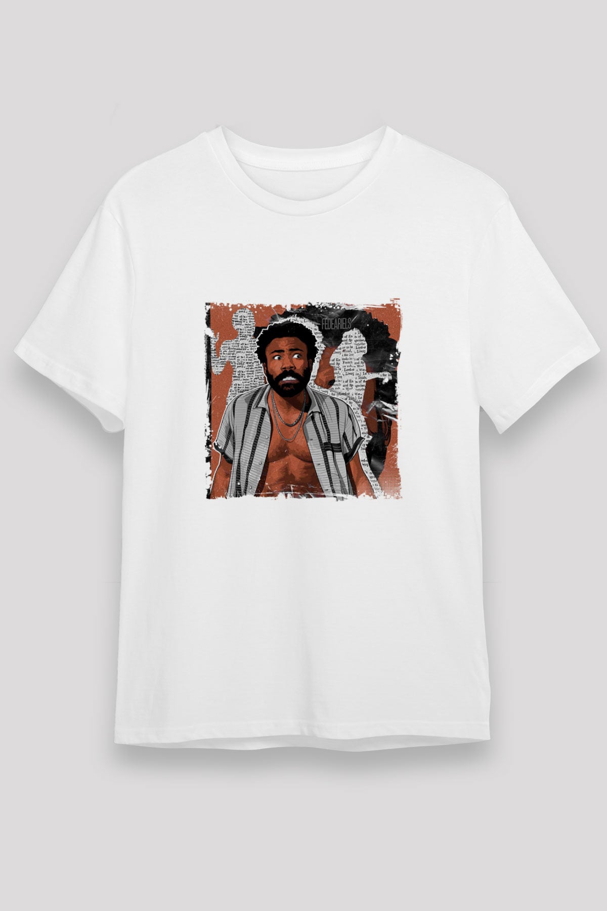 Donald Glover Baskılı Unisex Beyaz Tişört
