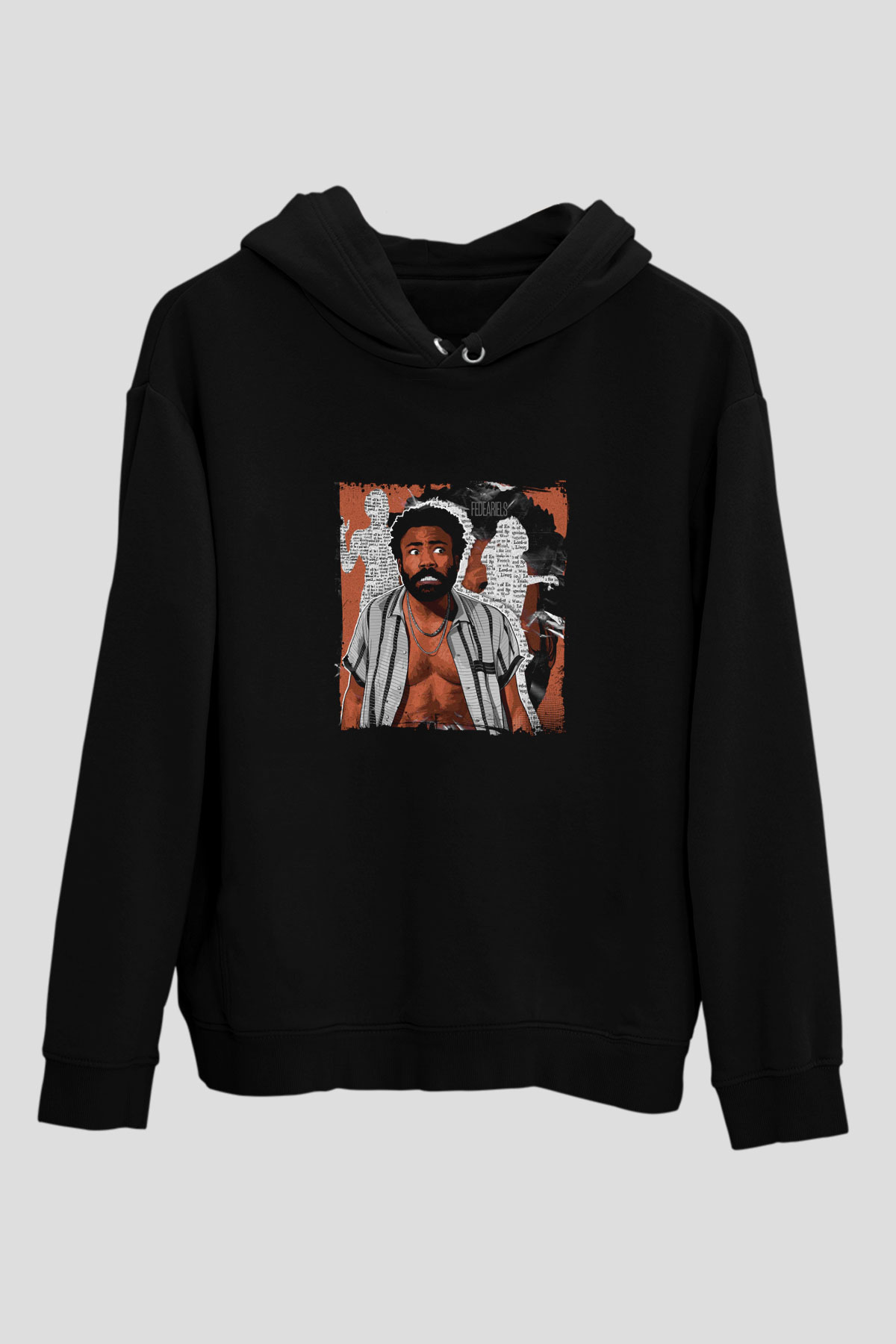 Donald Glover Baskılı Unisex Siyah Hoodie