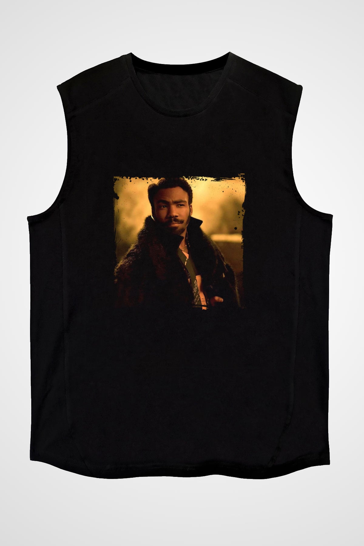 Donald Glover Baskılı Unisex Siyah Kolsuz Tişört