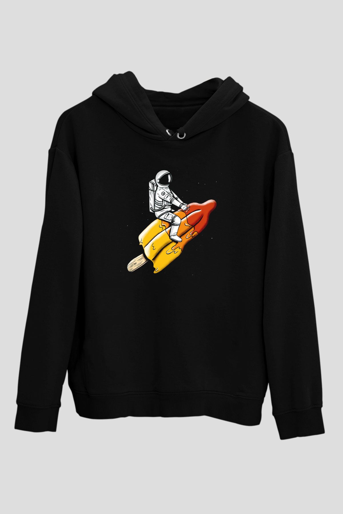 Dondurma ile Uzaya YolculukSiyah  Unisex Hoodie