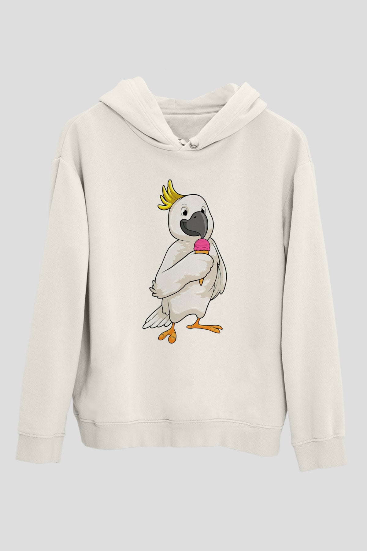 Dondurmacı Beyaz Unisex Kapüşonlu Sweatshirt