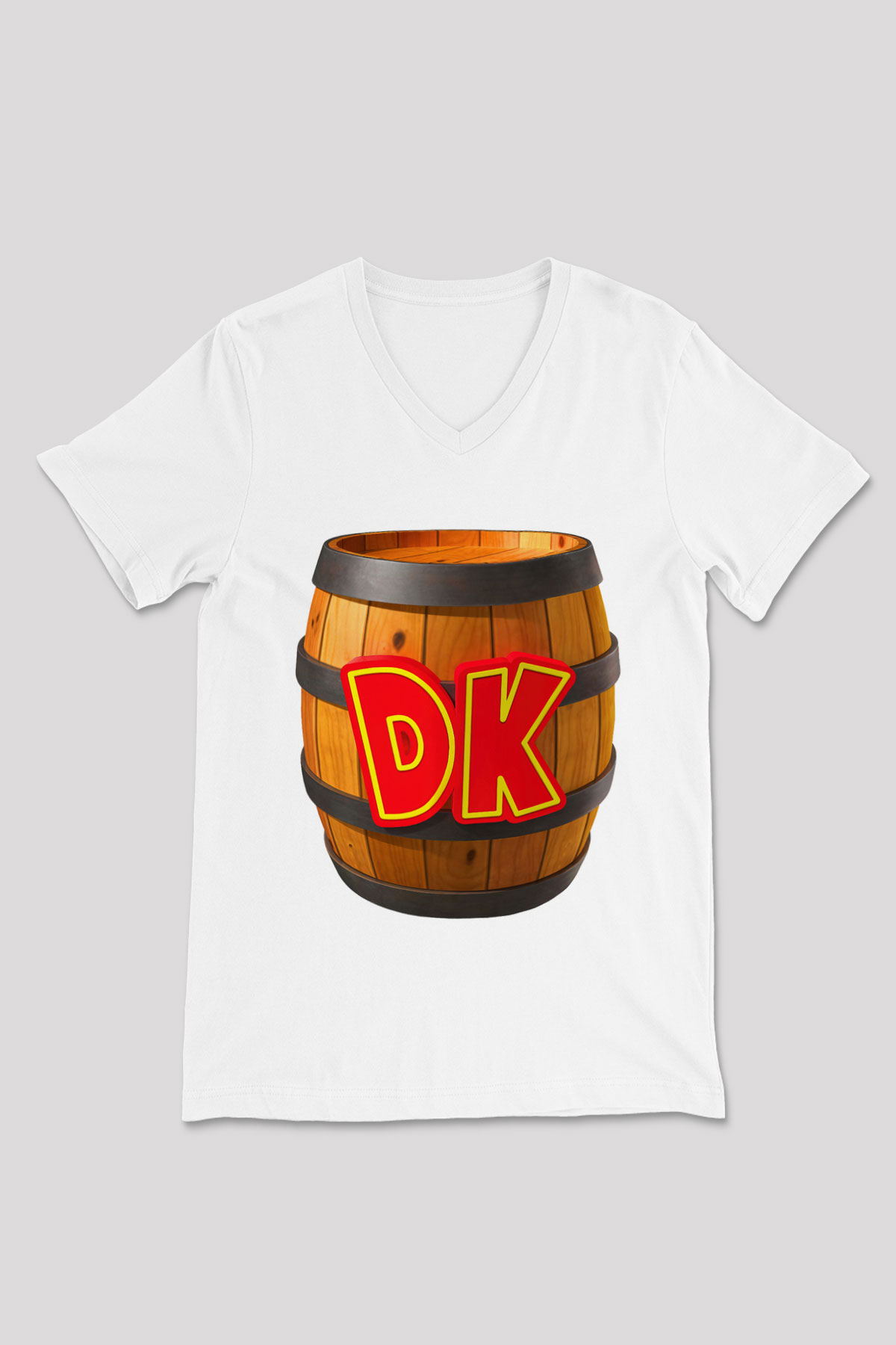 Donkey Kong Beyaz Unisex V Yaka Tişört T-Shirt