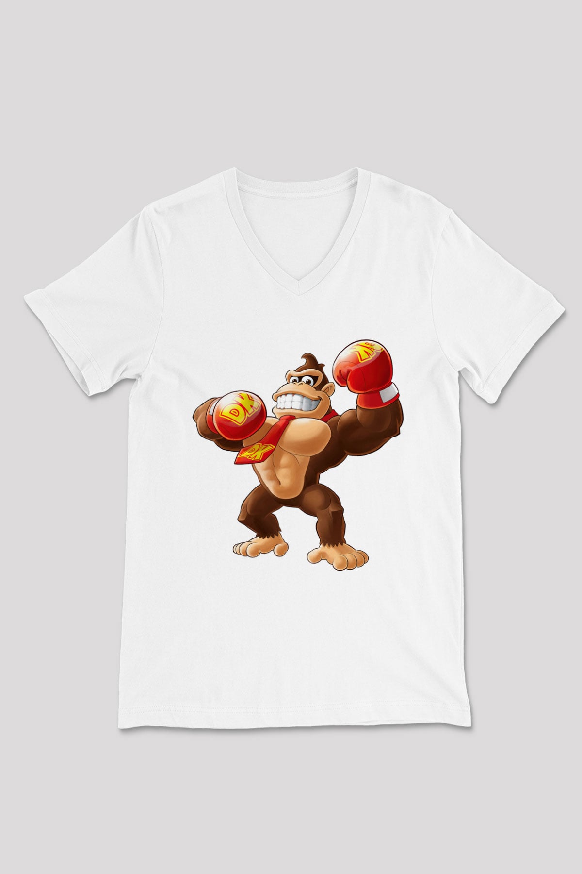 Donkey Kong Beyaz Unisex V Yaka Tişört