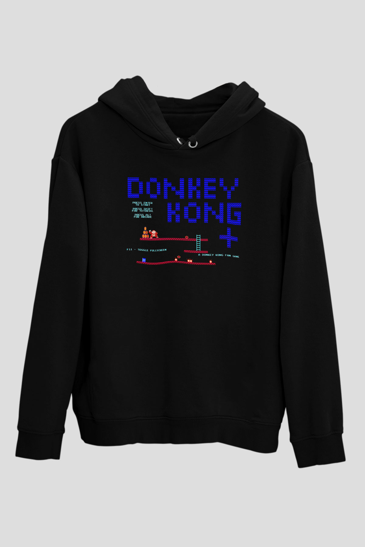Donkey Kong Siyah Unisex Hoodie