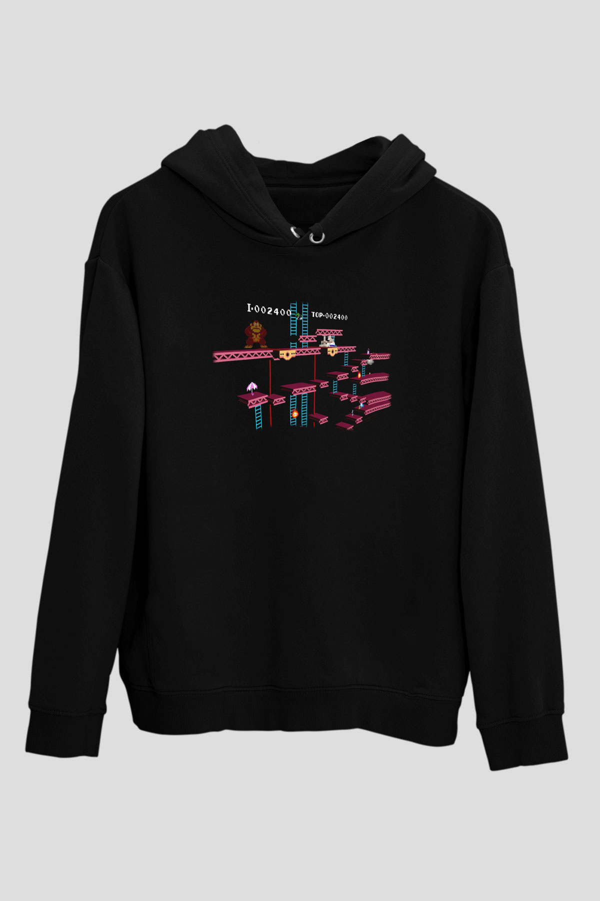 Donkey Kong Siyah Unisex Hoodie