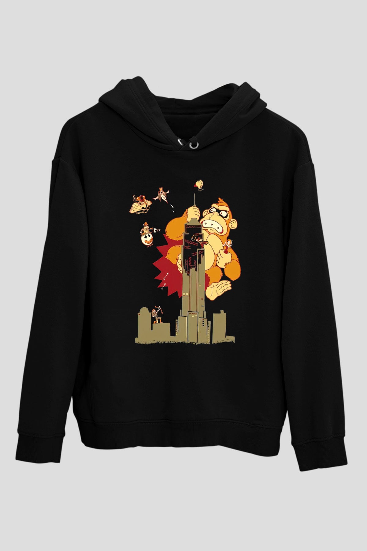 Donkey Kong Siyah Unisex Hoodie