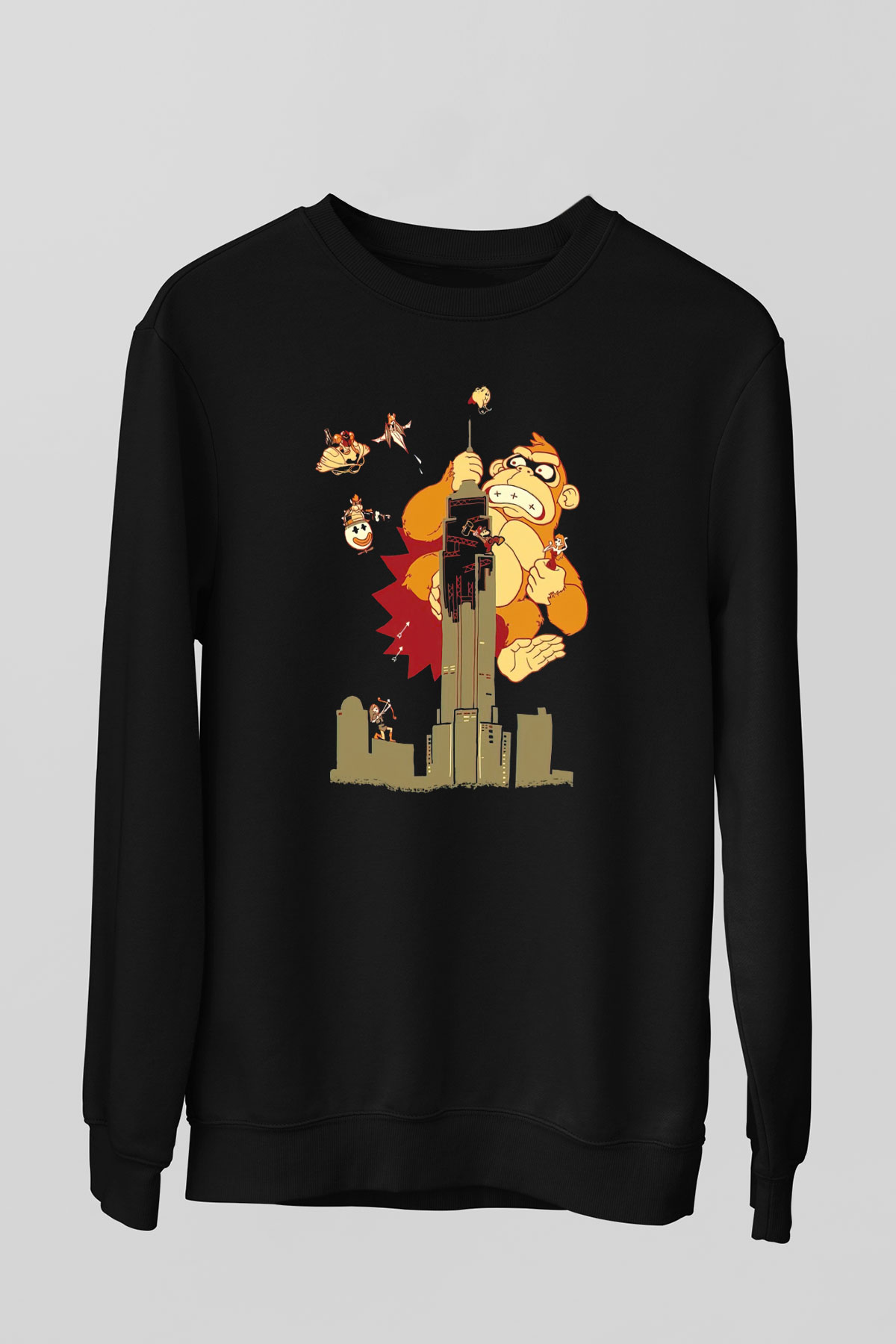 Donkey Kong Siyah Unisex  Sweatshirt