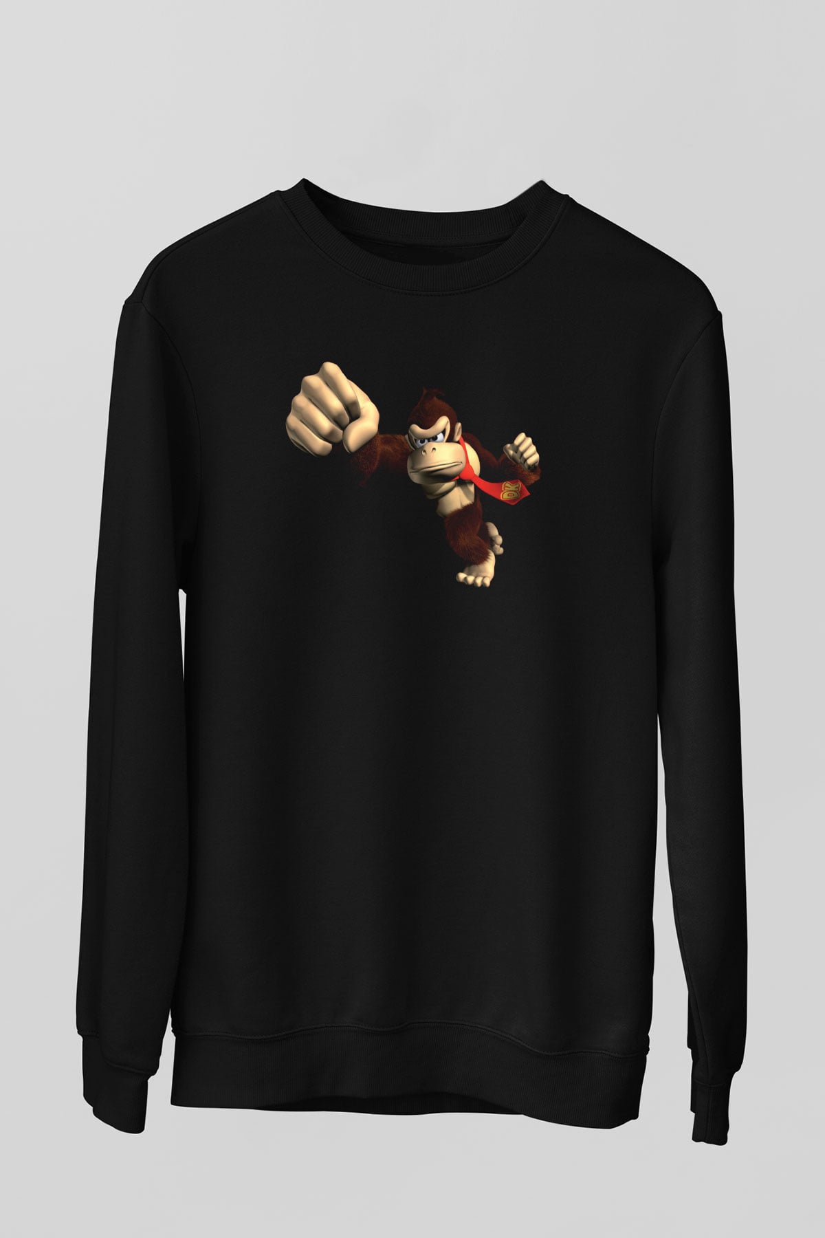 Donkey Kong Siyah Unisex Sweatshirt