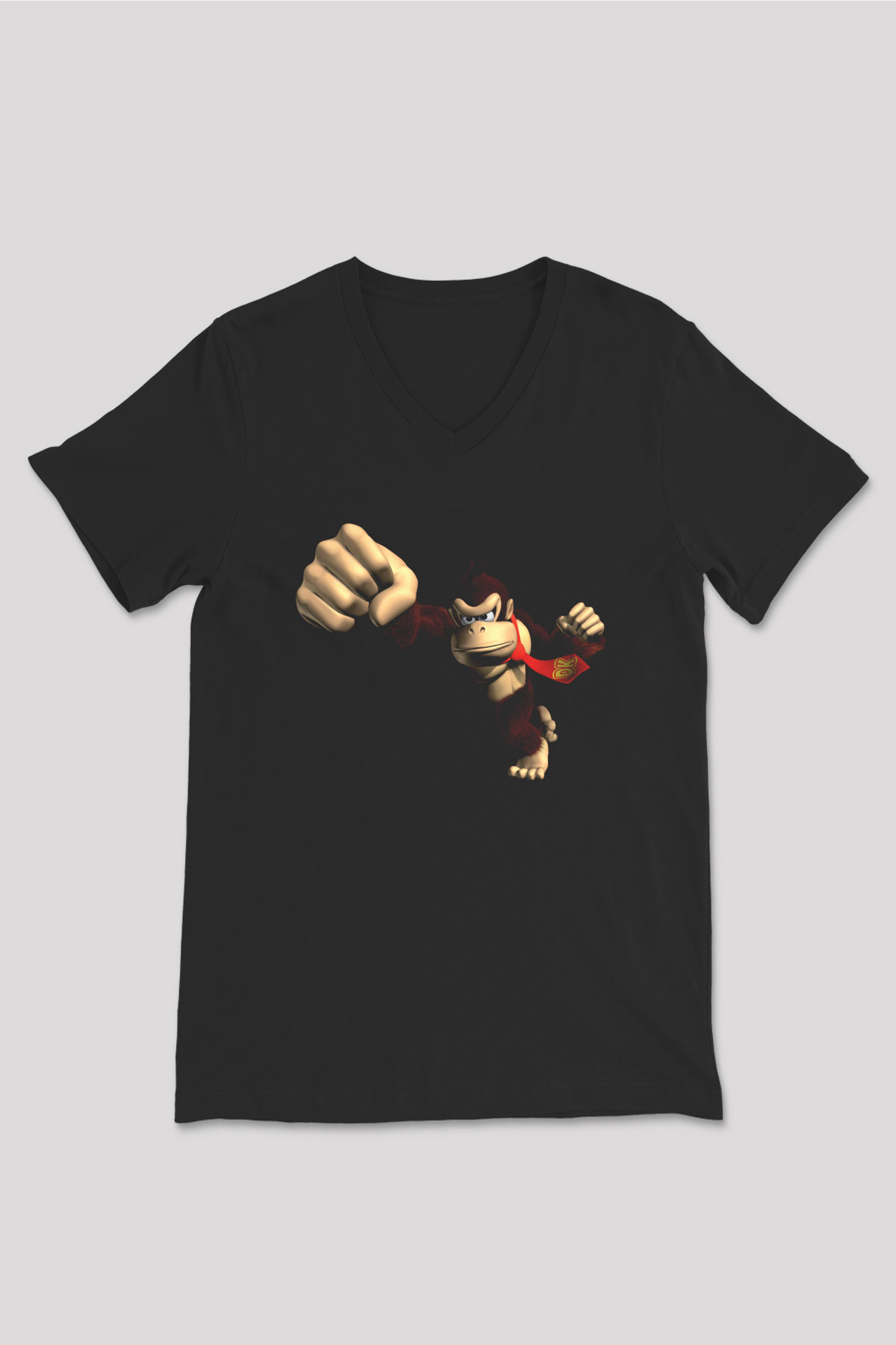 Donkey Kong Siyah Unisex V Yaka Tişört