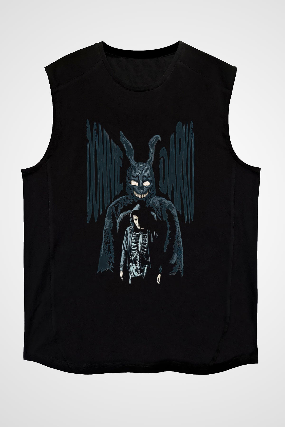 Donnie Darko Baskılı Unisex Siyah Kolsuz Tişört - Tshirt