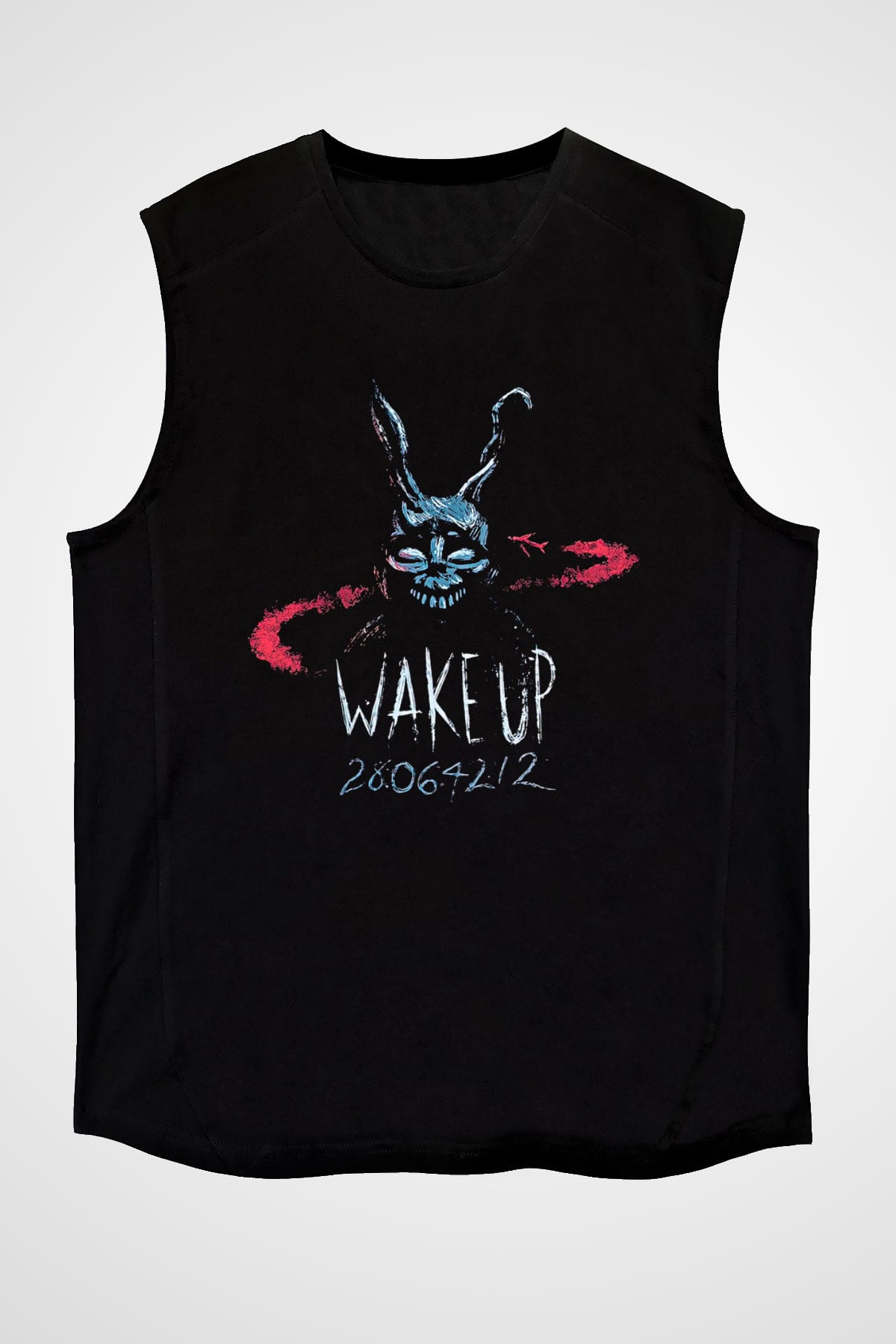 Donnie Darko Baskılı Unisex Siyah Kolsuz Tişört - Tshirt