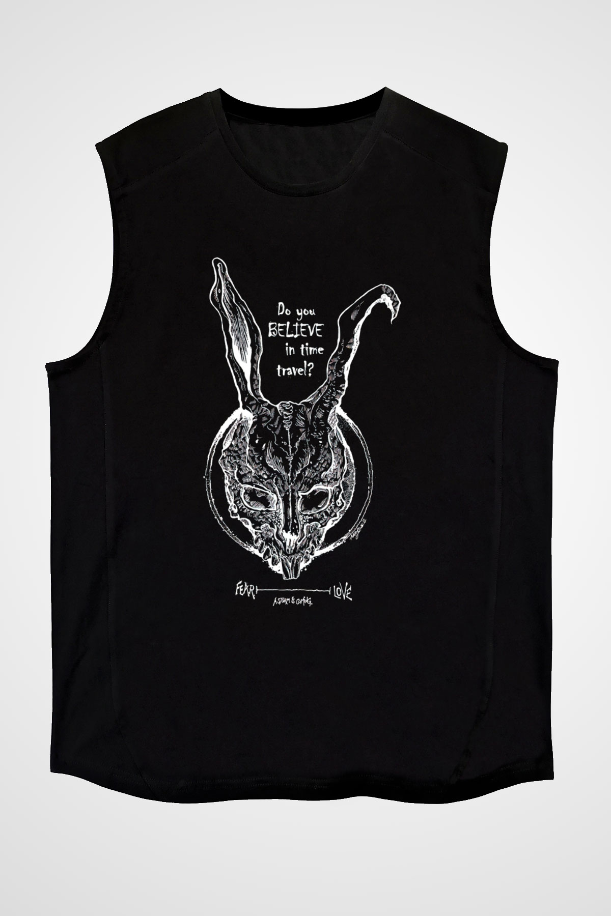 Donnie Darko Baskılı Unisex Siyah Kolsuz Tişört - Tshirt