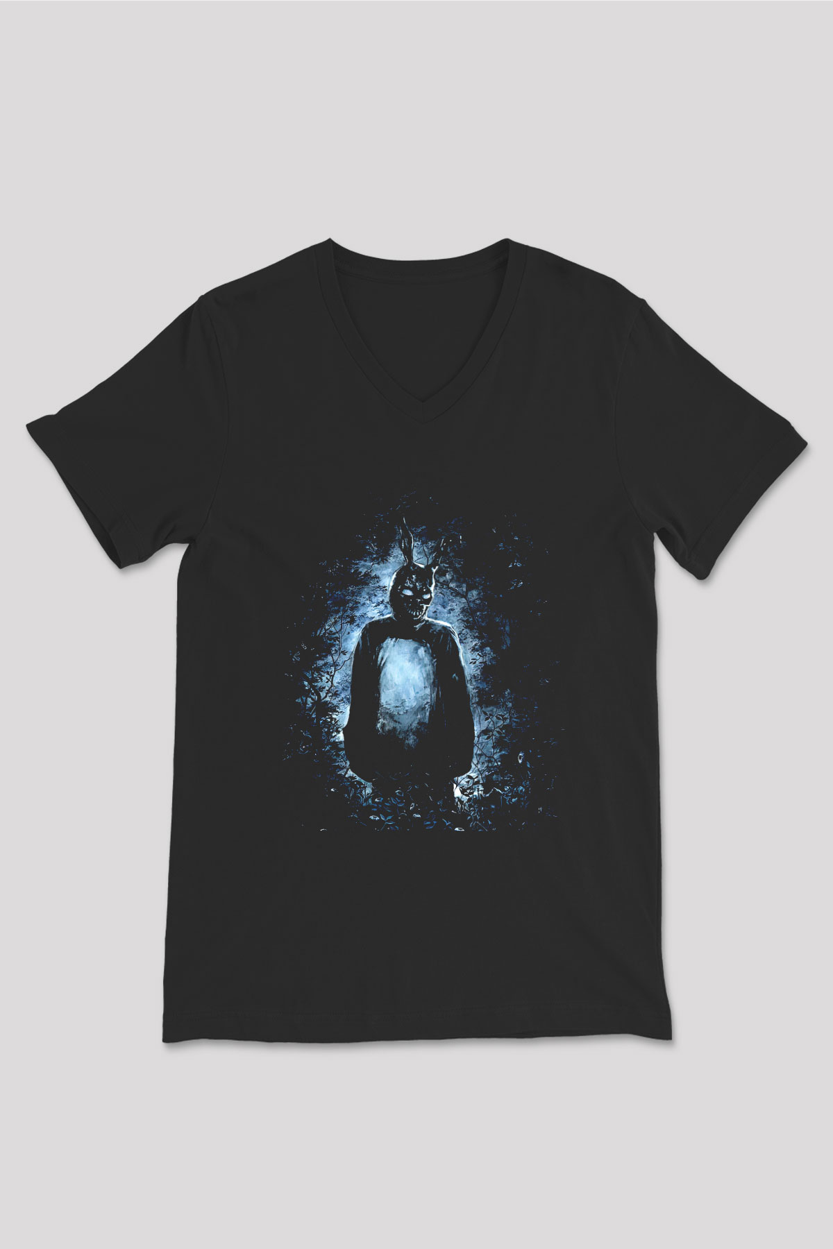 Donnie Darko Baskılı Unisex Siyah V Yaka Tişört - Tshirt