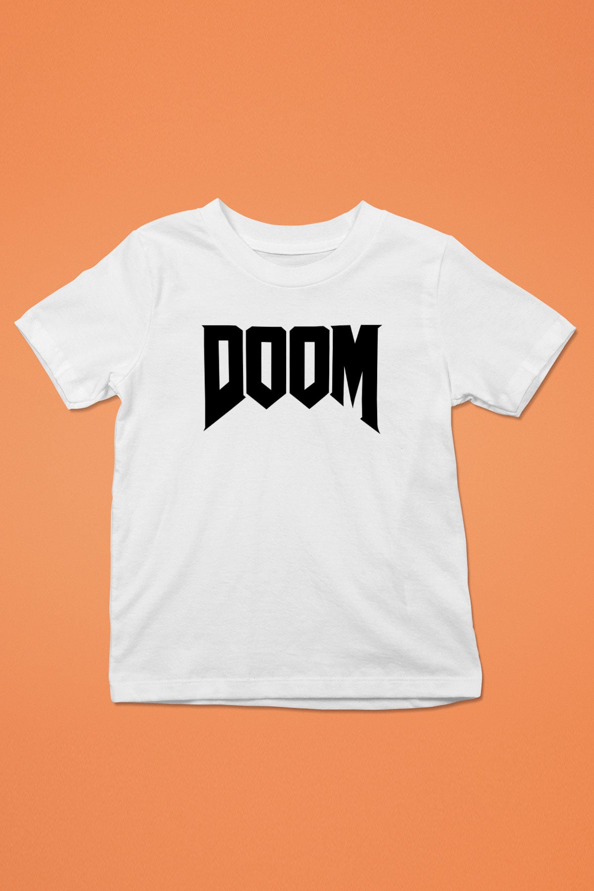 Doom Baskılı Beyaz Unisex Çocuk Tişört