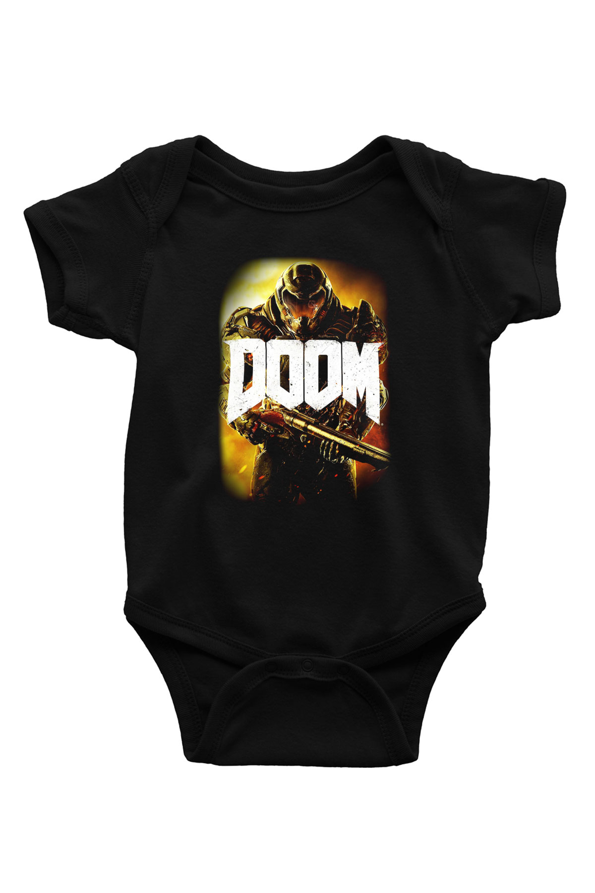 Doom Baskılı Siyah Bebek Body - Zıbın