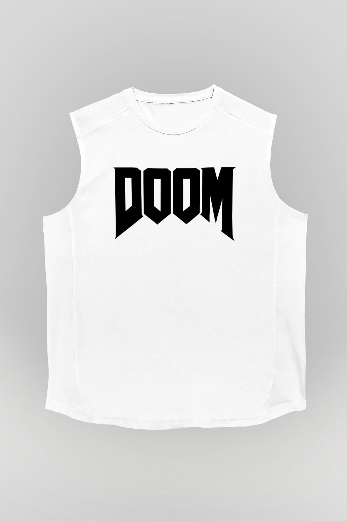 Doom Beyaz Unisex Kolsuz Tişört