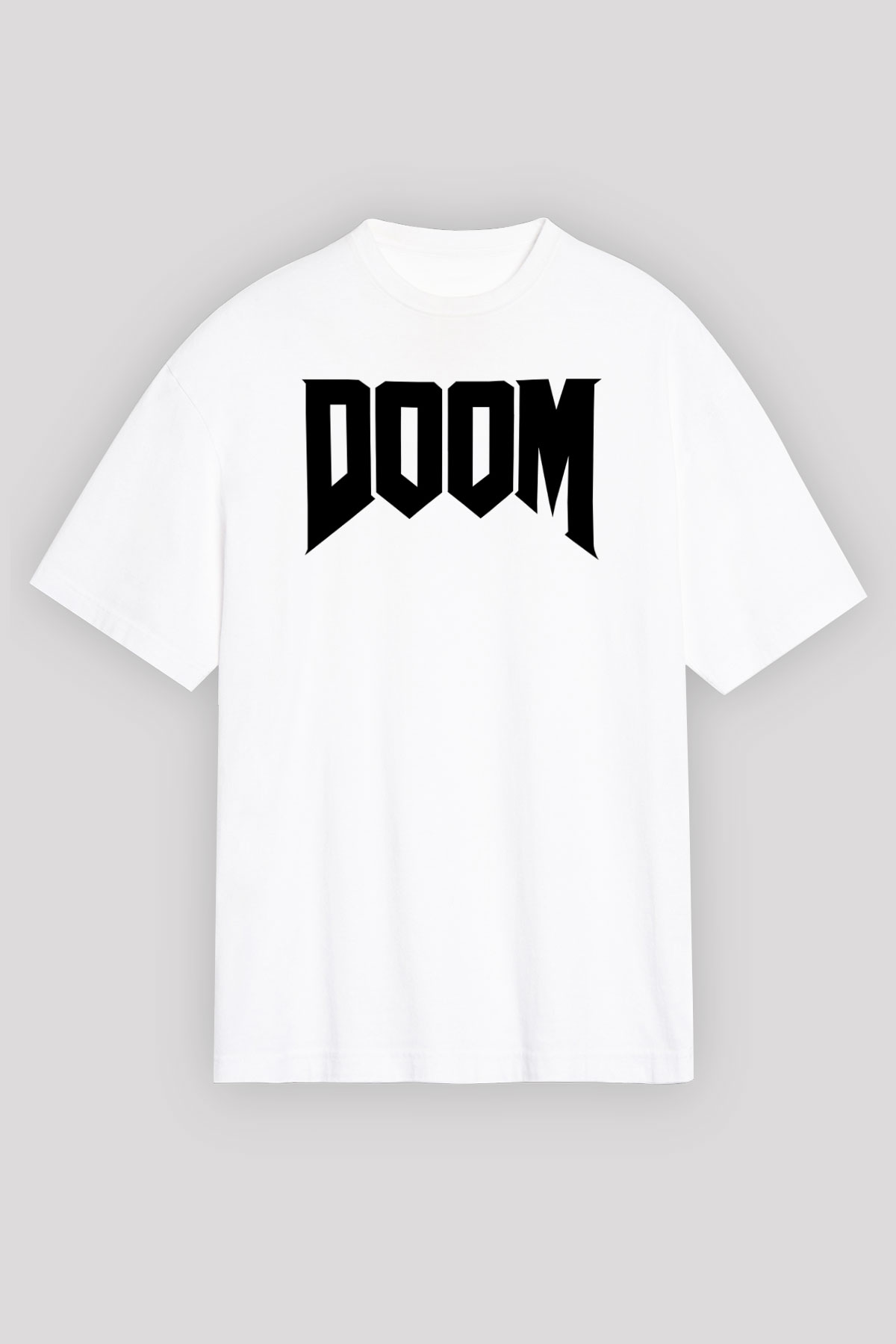 Doom Beyaz Unisex Oversize Tişört T-Shirt