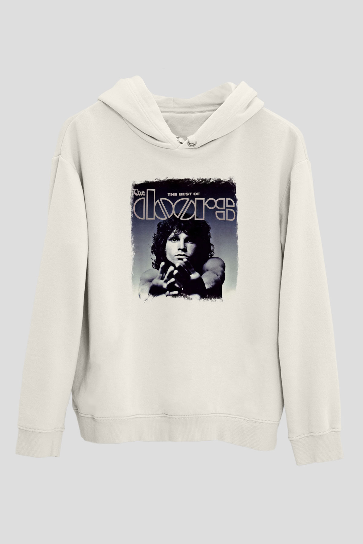 Doors Baskılı Unisex Beyaz Hoodie