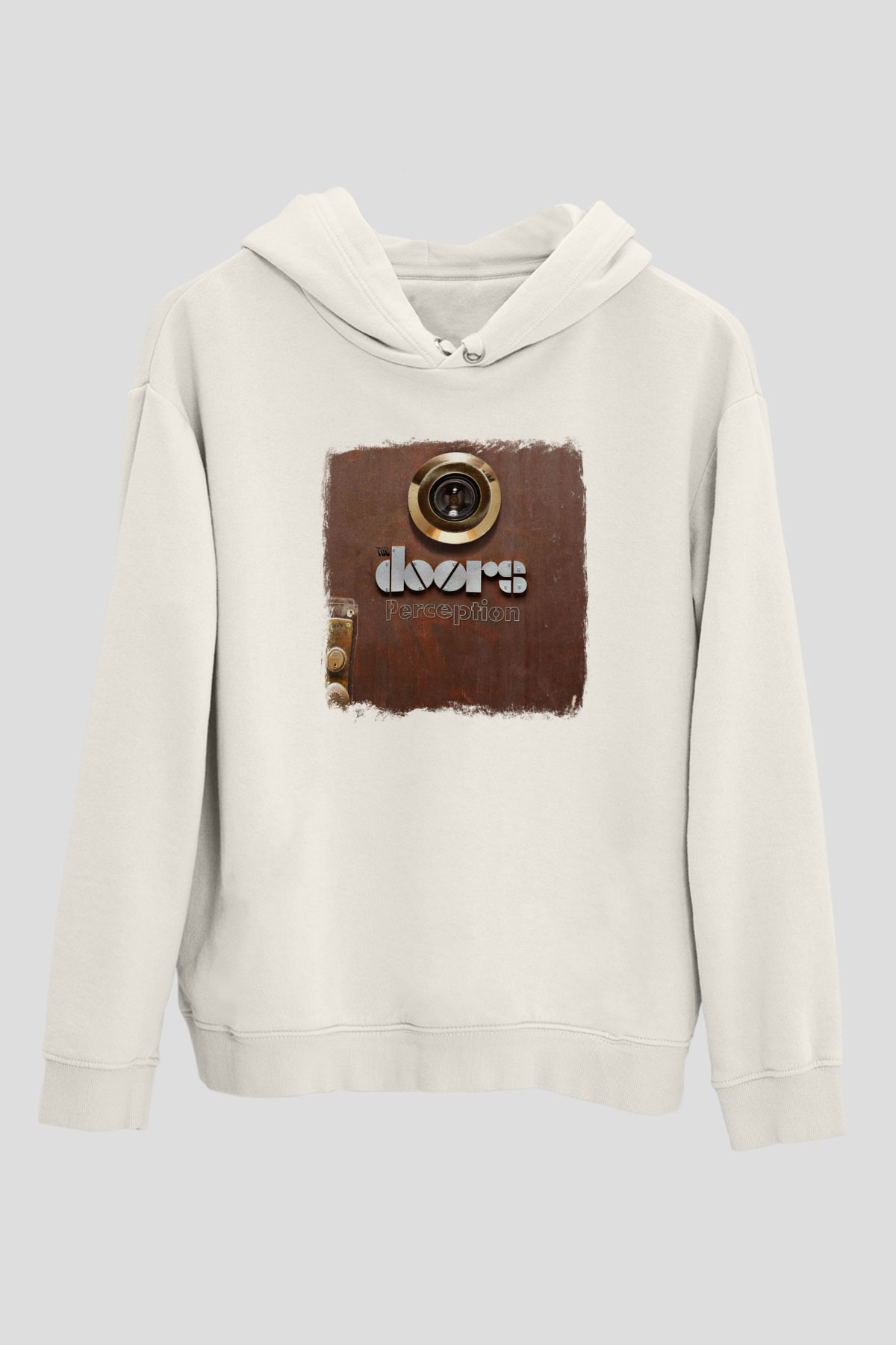 Doors Baskılı Unisex Beyaz Hoodie