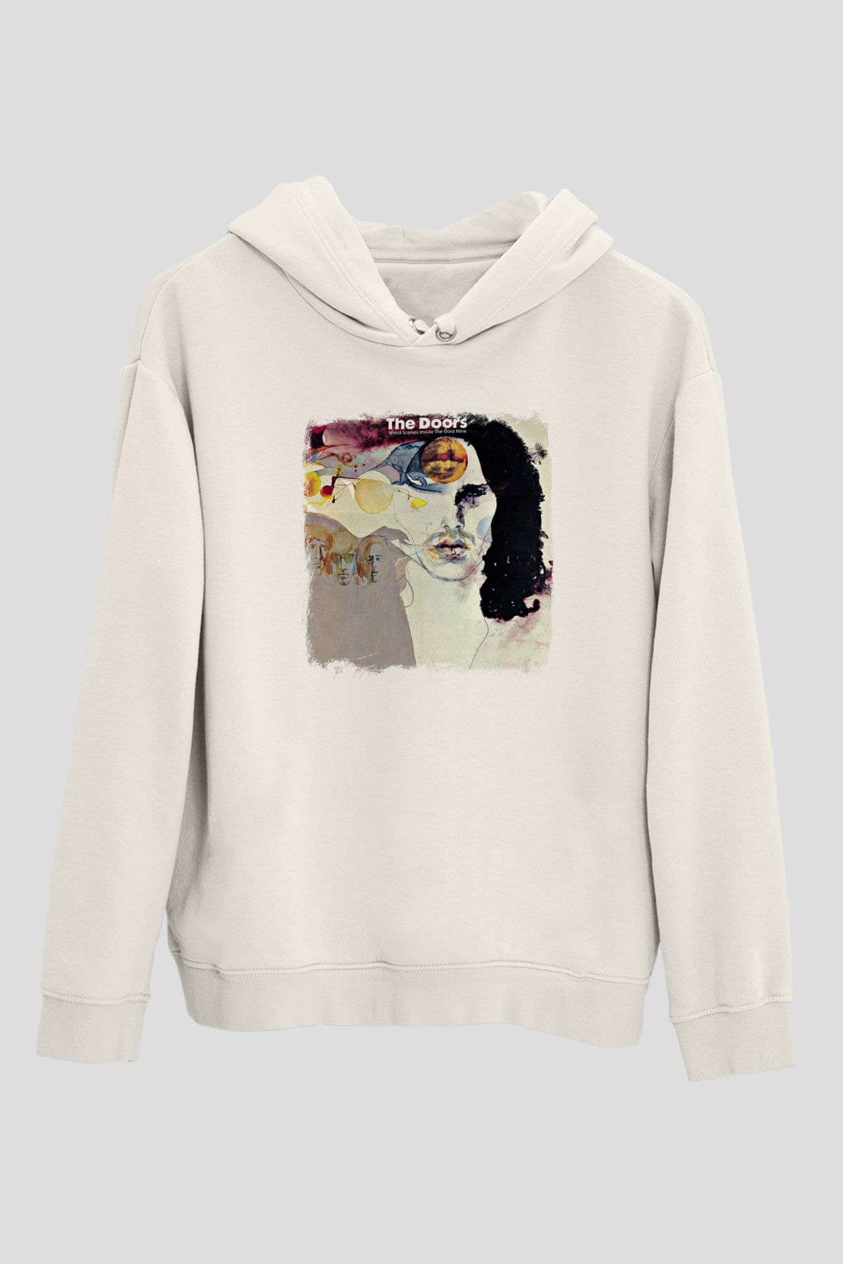 Doors Baskılı Unisex Beyaz Hoodie