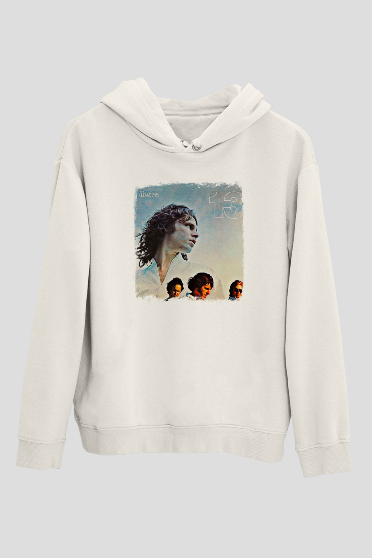 Doors Baskılı Unisex Beyaz Hoodie