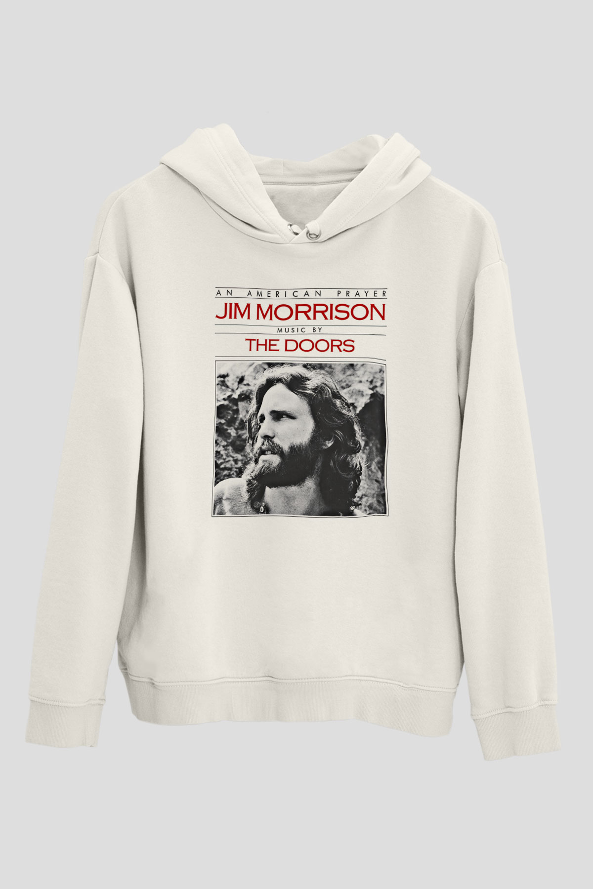 Doors Baskılı Unisex Beyaz Hoodie