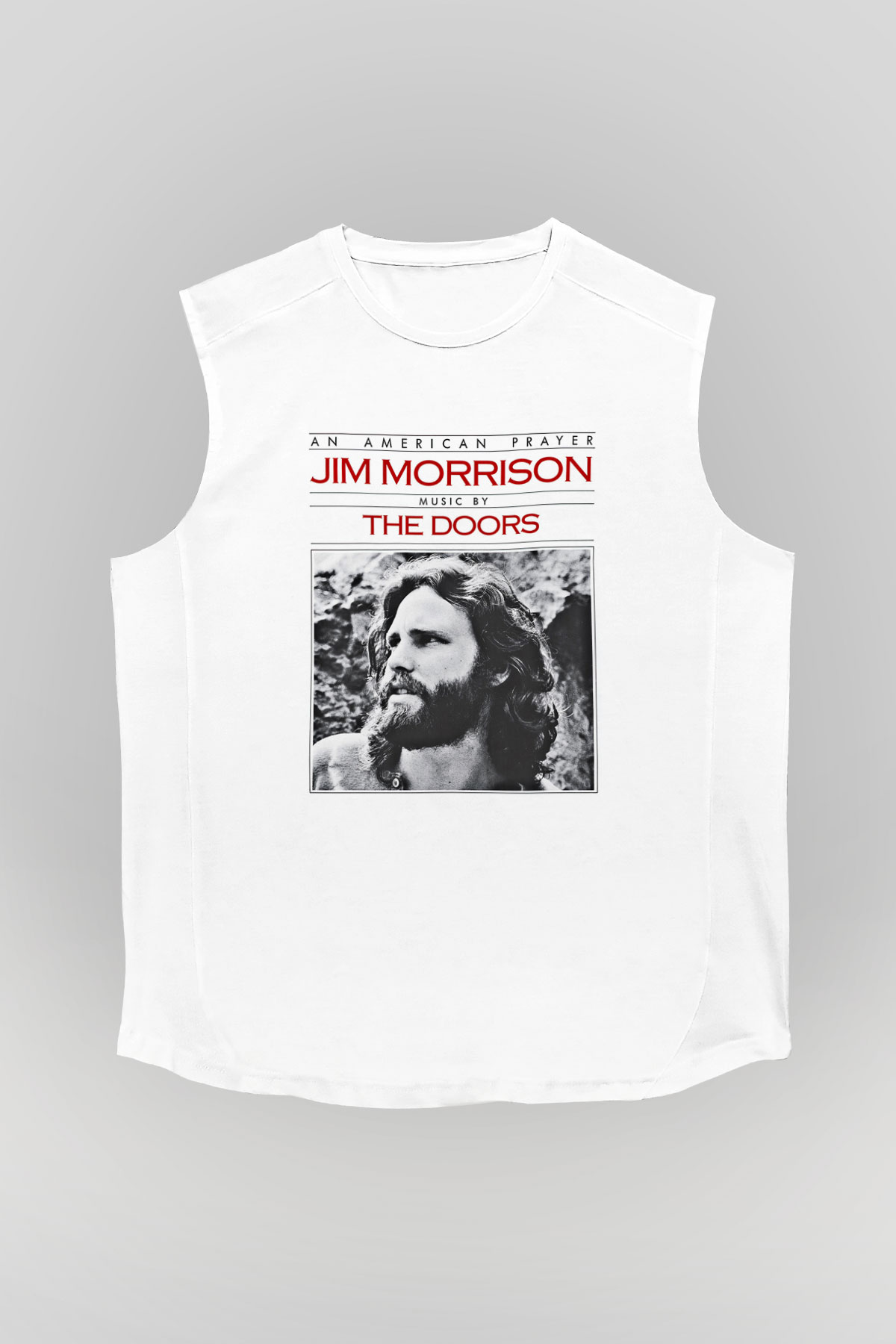 Doors Baskılı Unisex Beyaz Kolsuz Tişört