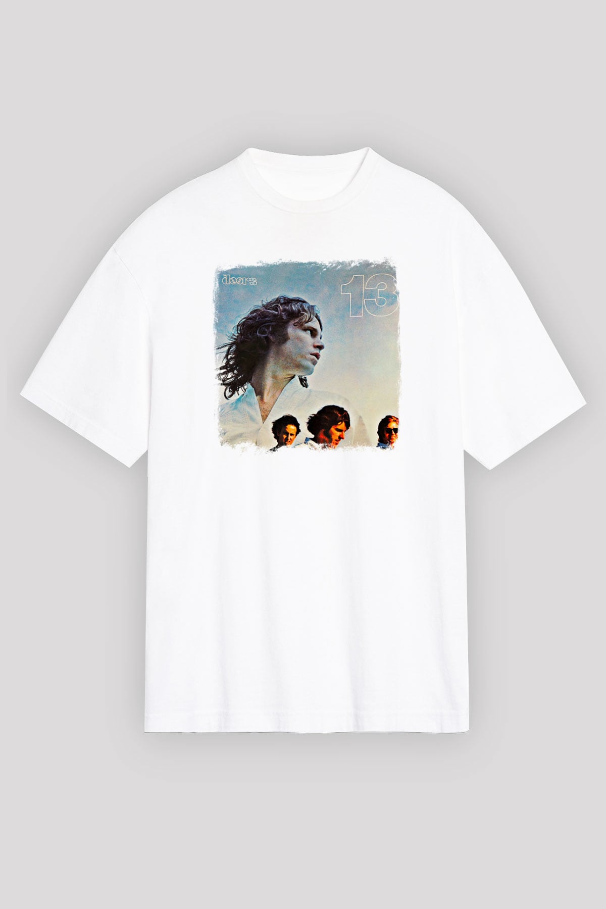 Doors Baskılı Unisex Beyaz Oversize Tişört