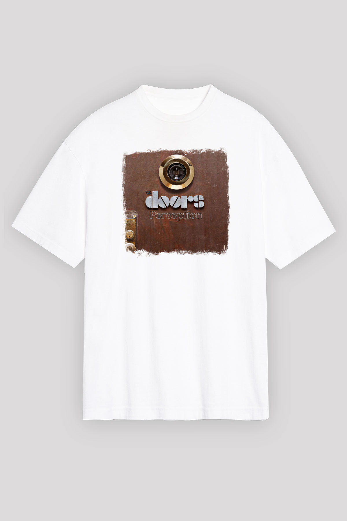 Doors Baskılı Unisex Beyaz Oversize Tişört