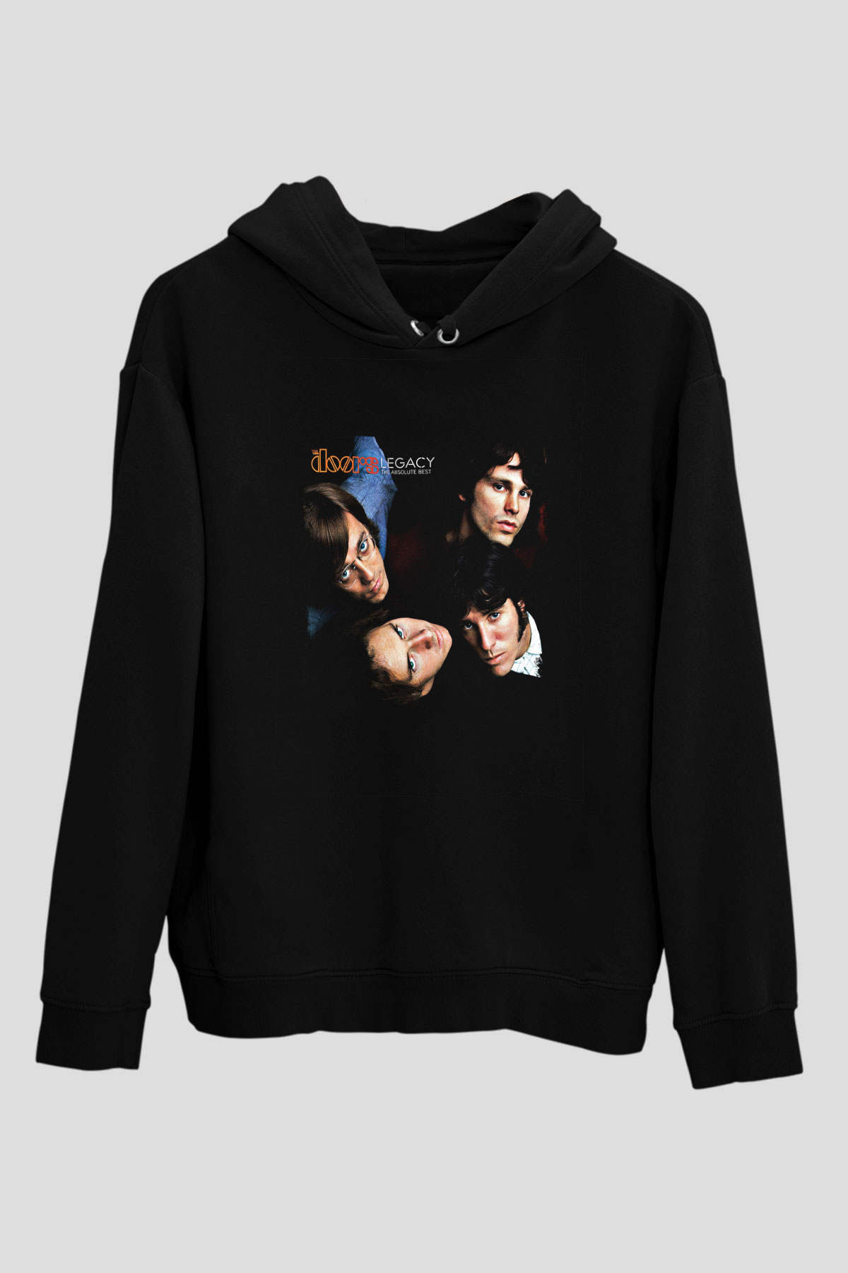 Doors Baskılı Unisex Siyah Hoodie