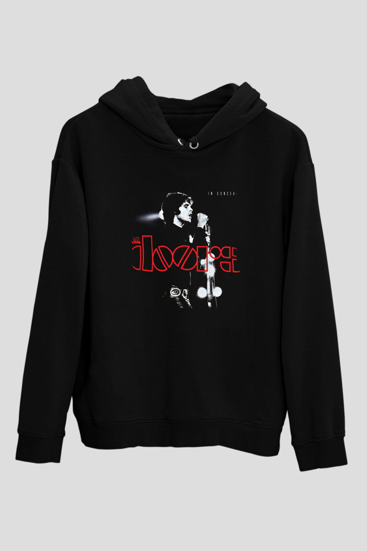 Doors Baskılı Unisex Siyah Hoodie