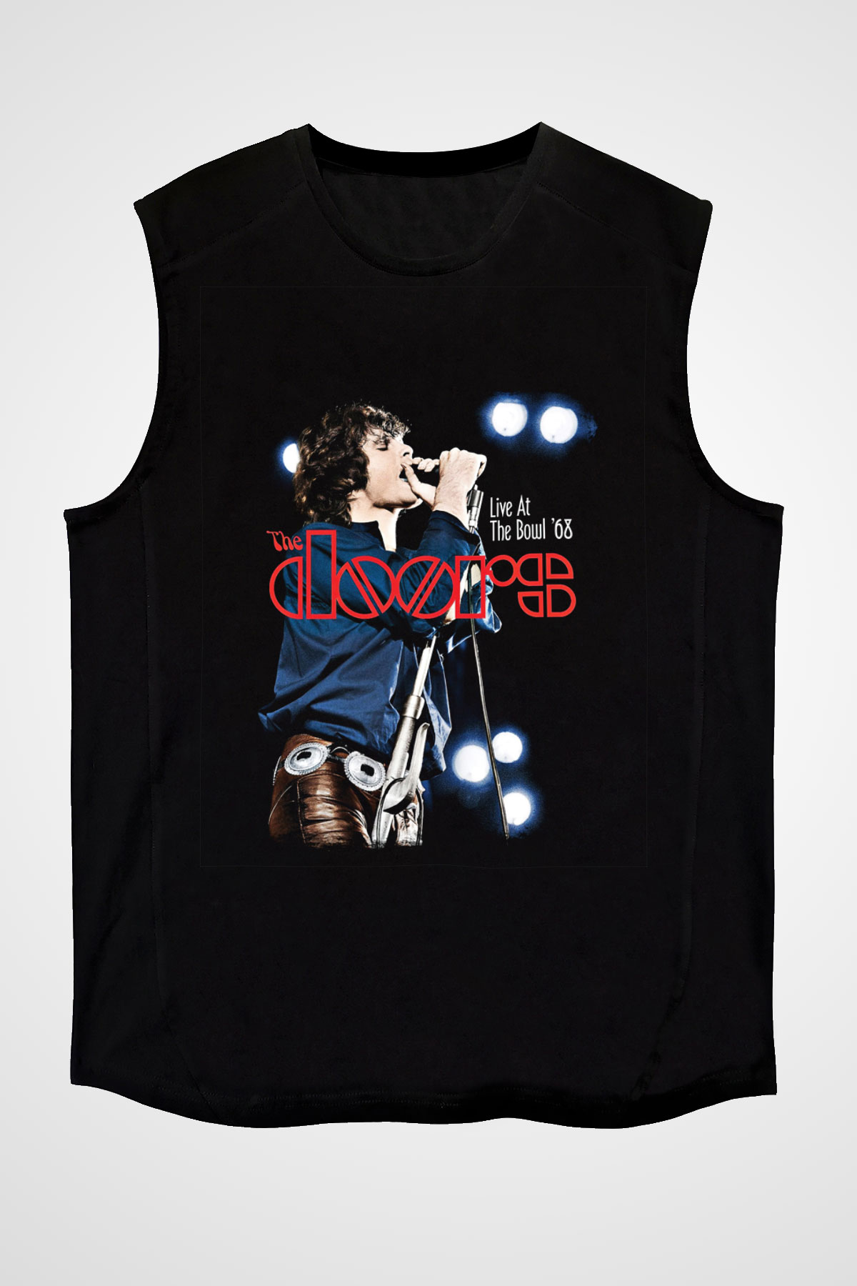 Doors Baskılı Unisex Siyah Kolsuz Tişört