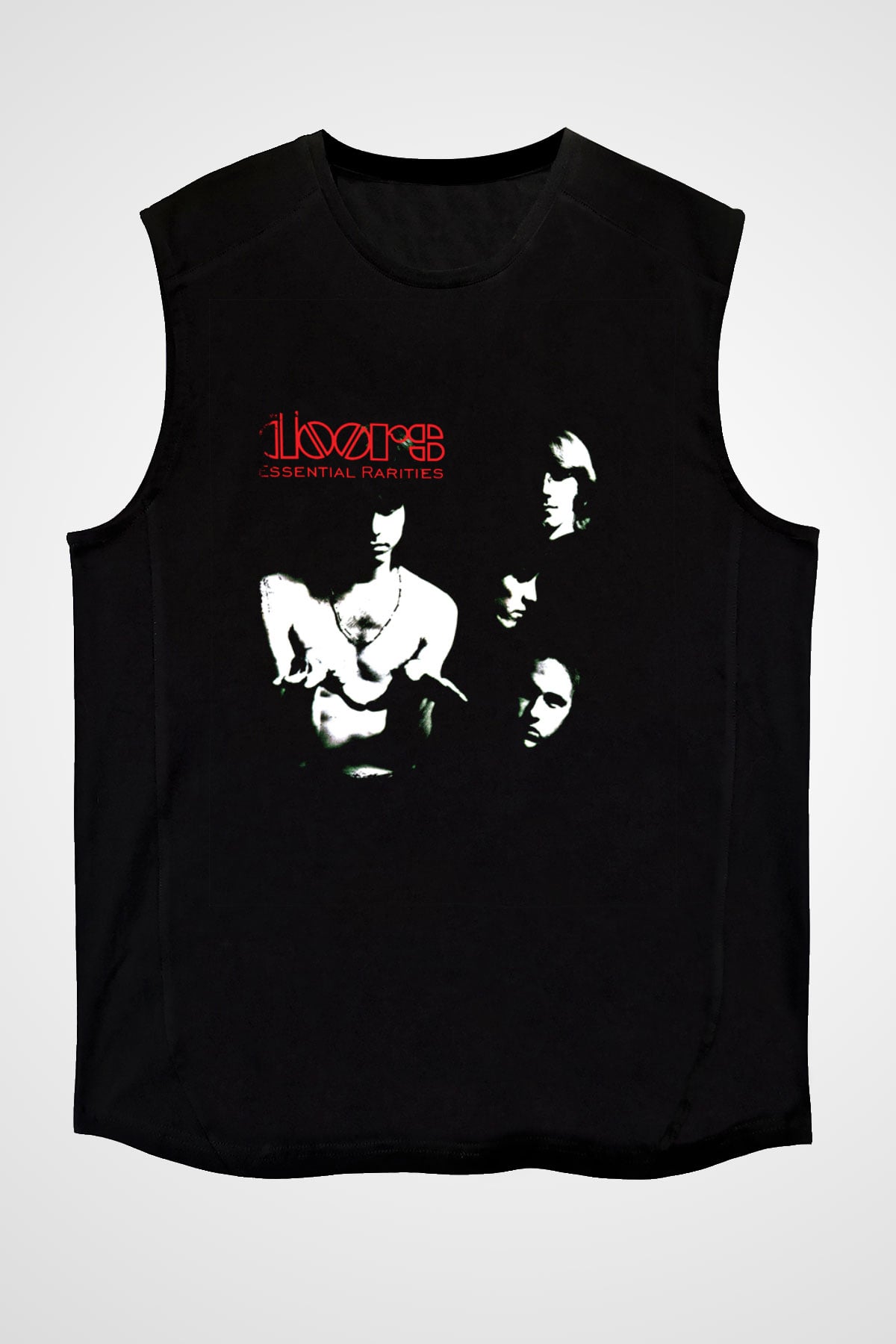 Doors Baskılı Unisex Siyah Kolsuz Tişört