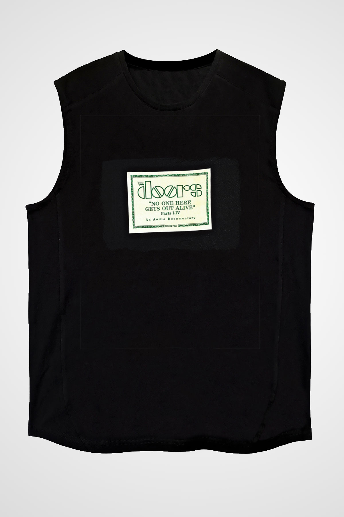 Doors Baskılı Unisex Siyah Kolsuz Tişört