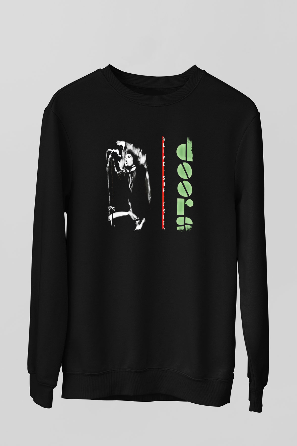 Doors Baskılı Unisex Siyah Sweatshirt