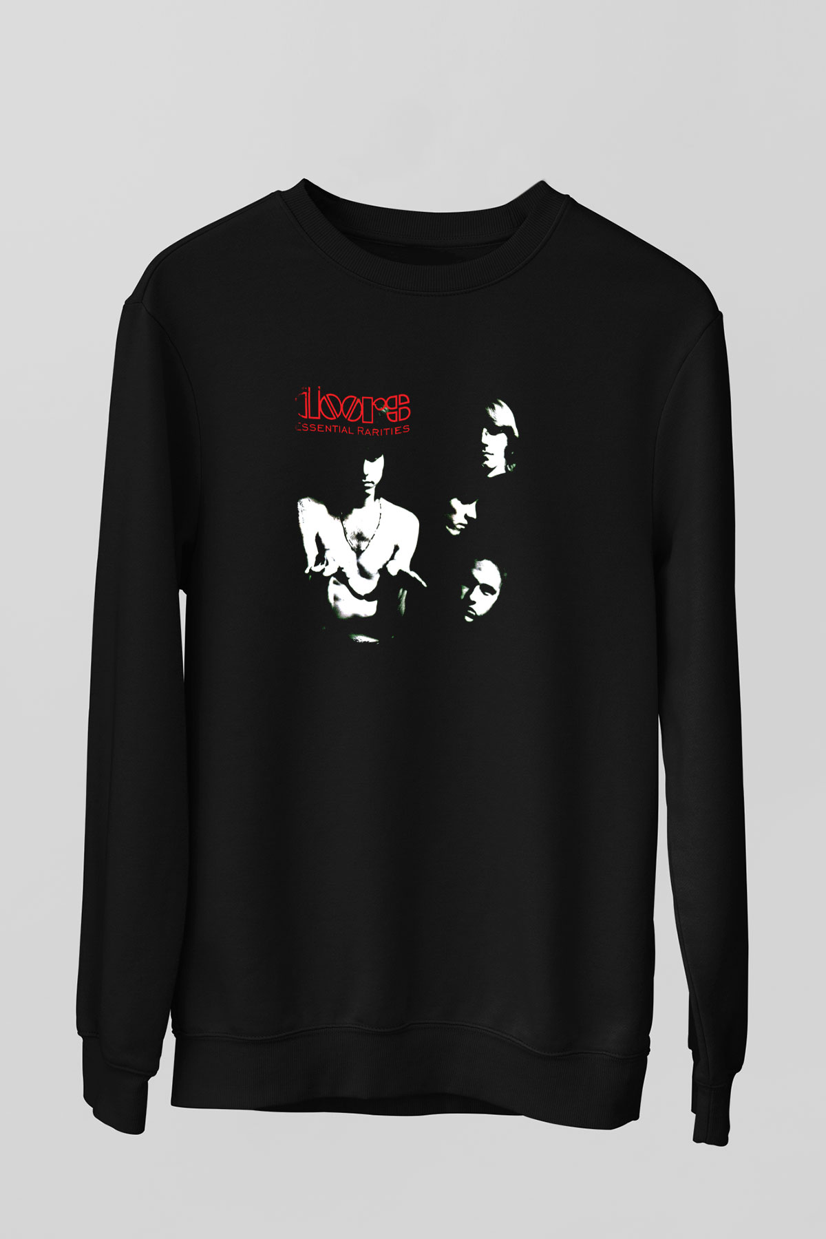 Doors Baskılı Unisex Siyah Sweatshirt