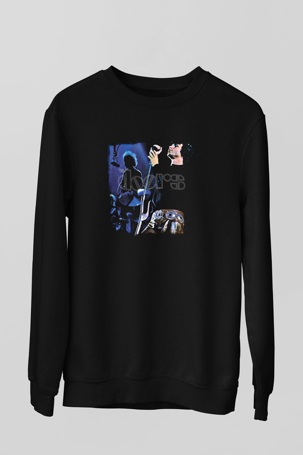 Doors Baskılı Unisex Siyah Sweatshirt
