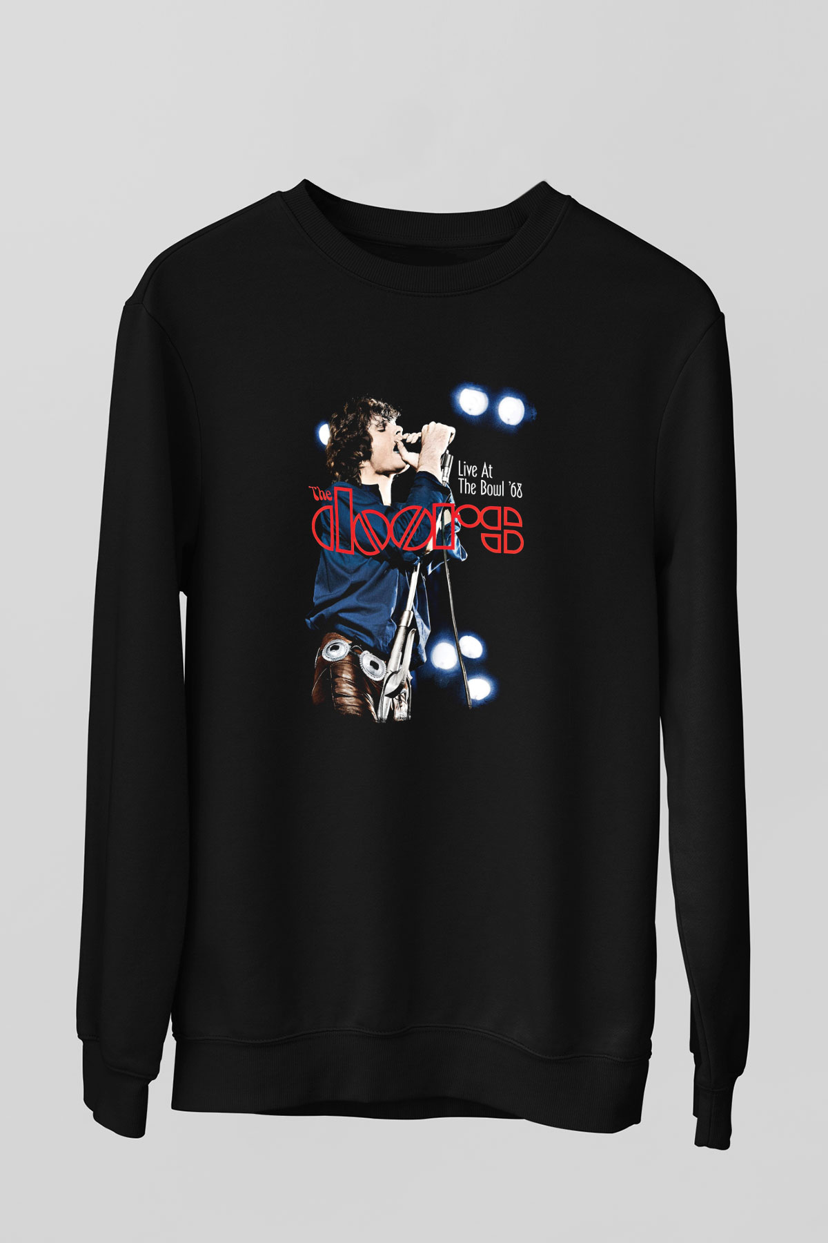 Doors Baskılı Unisex Siyah Sweatshirt