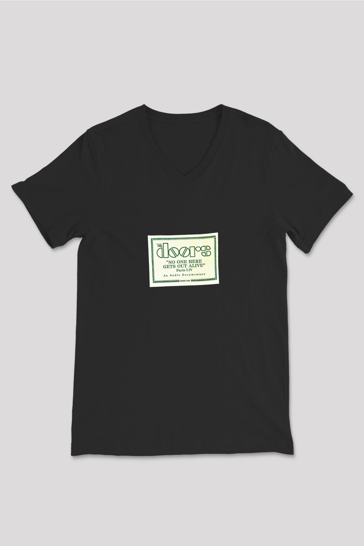 Doors Baskılı Unisex Siyah V Yaka Tişört