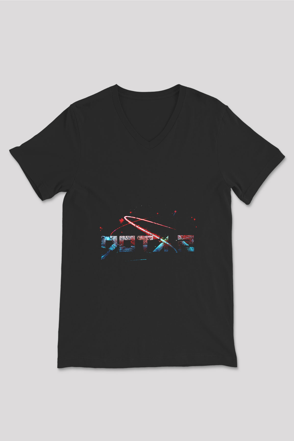 Dota 2 Siyah Unisex V Yaka Tişört T-Shirt