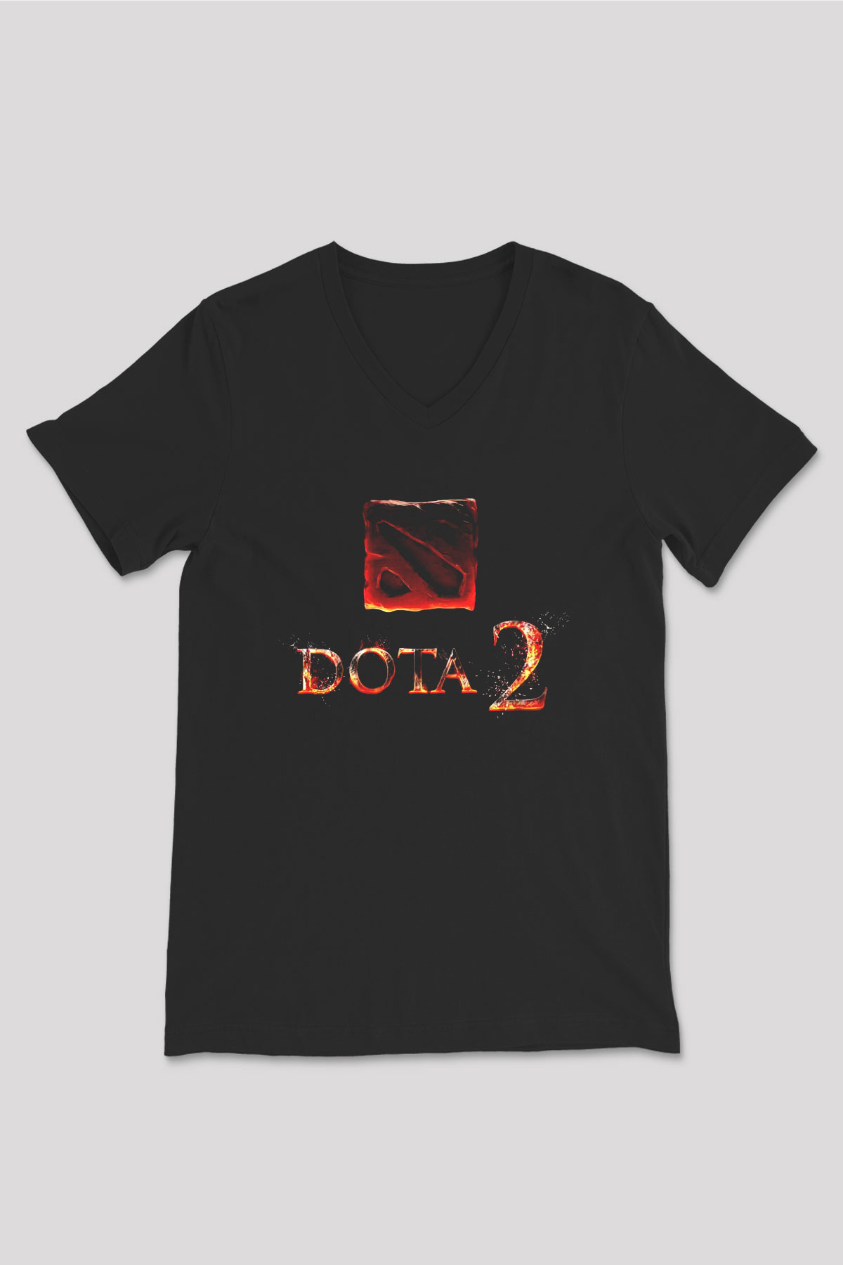 Dota 2 Siyah Unisex V Yaka Tişört T-Shirt