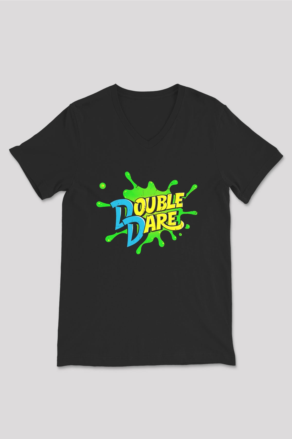 Double Dare Siyah Unisex  V Yaka Tişört