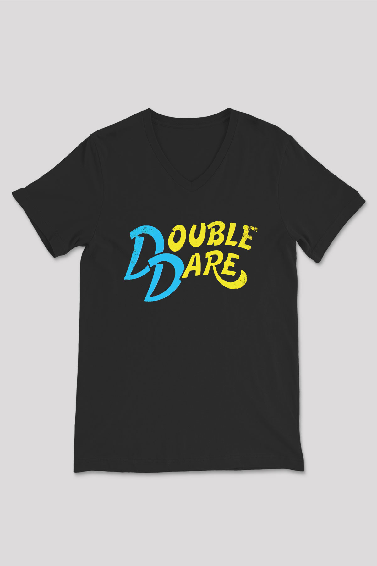 Double Dare Siyah Unisex  V Yaka Tişört