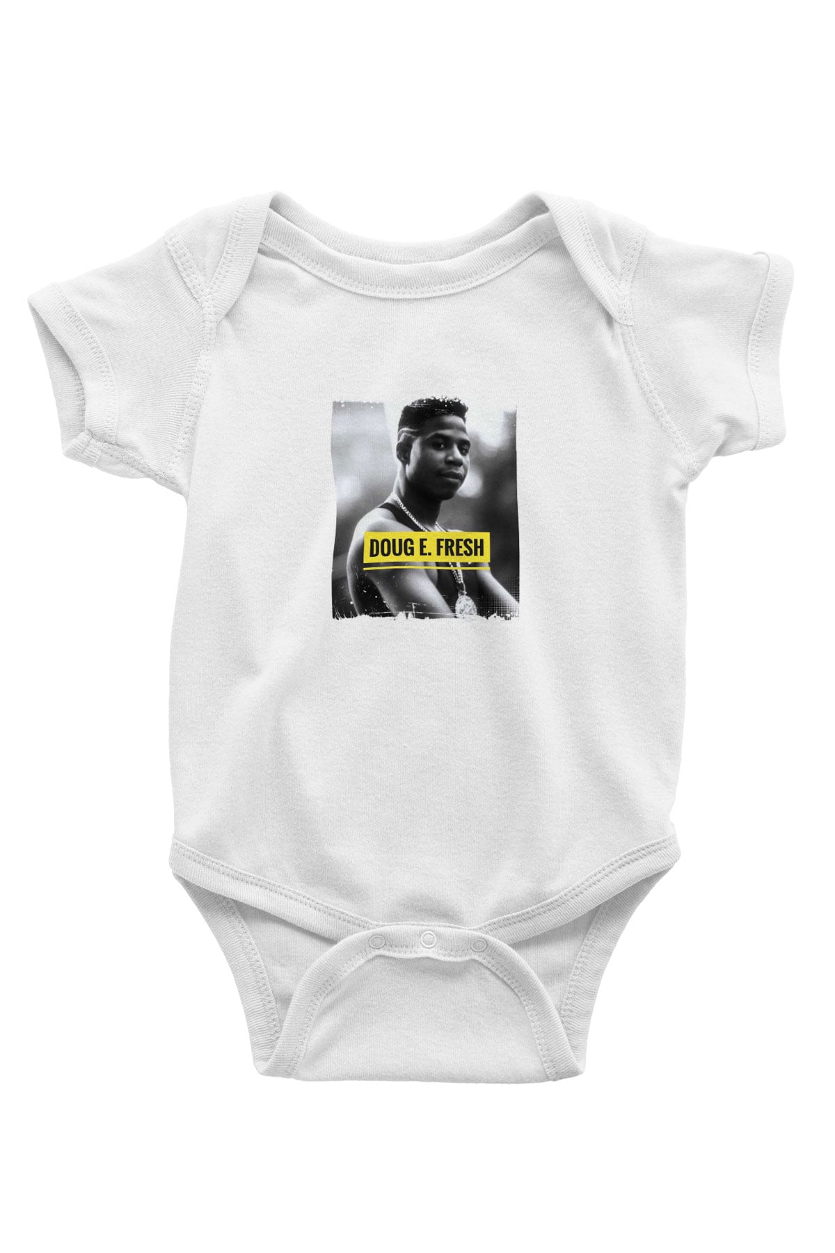 Doug E. Fresh Baskılı Unisex Beyaz Bebek Body - Zıbın