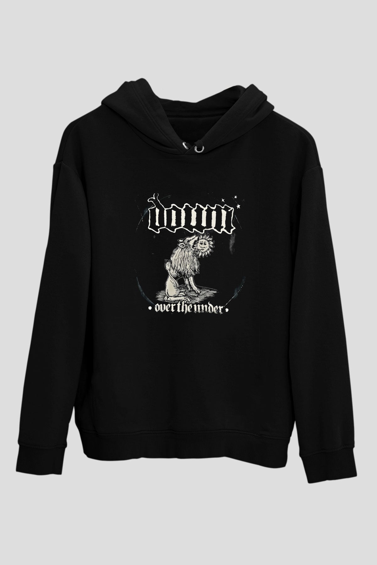 Down Baskılı Unisex Siyah Hoodie
