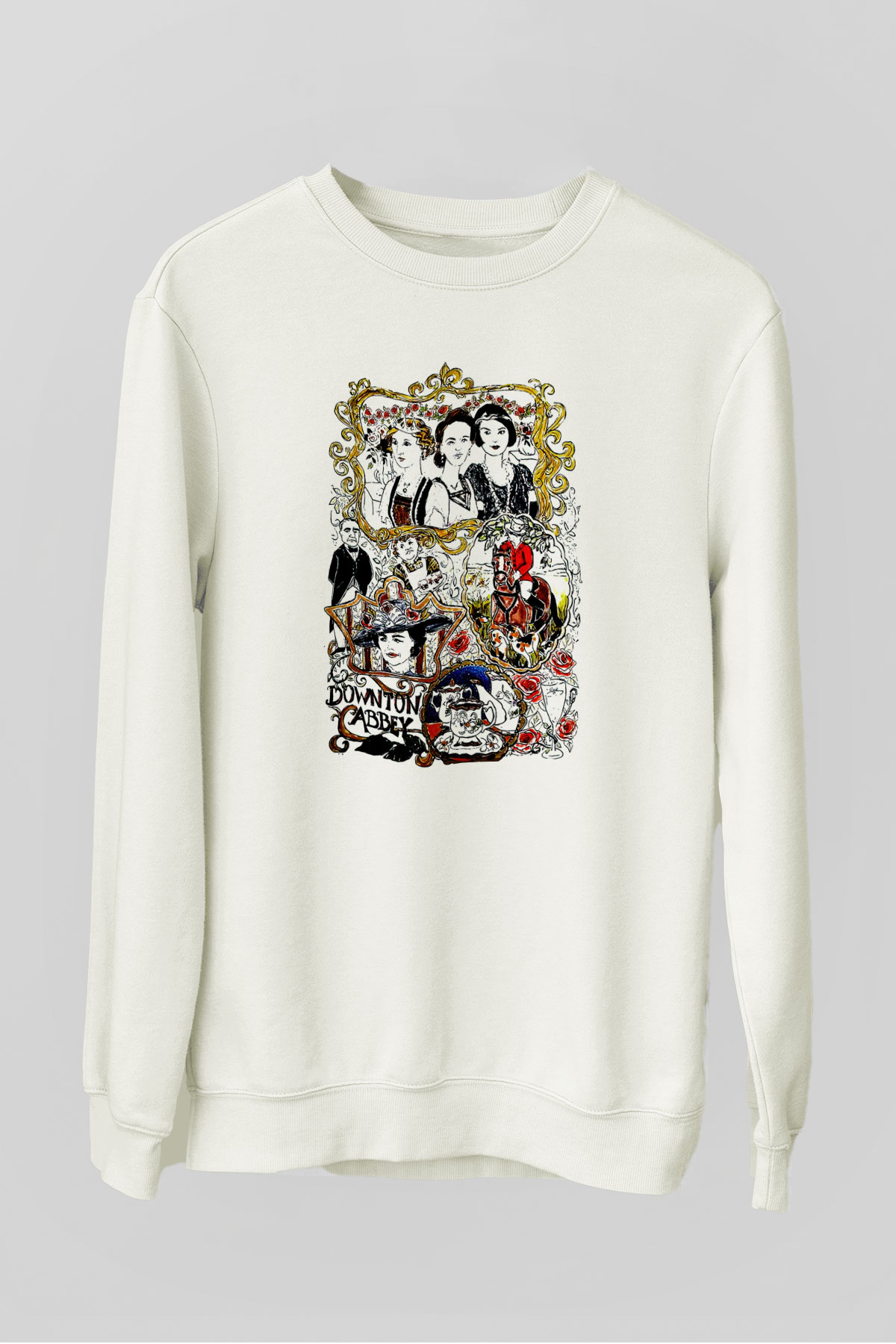 Downtown Abbey Beyaz Unisex Sweatshirt