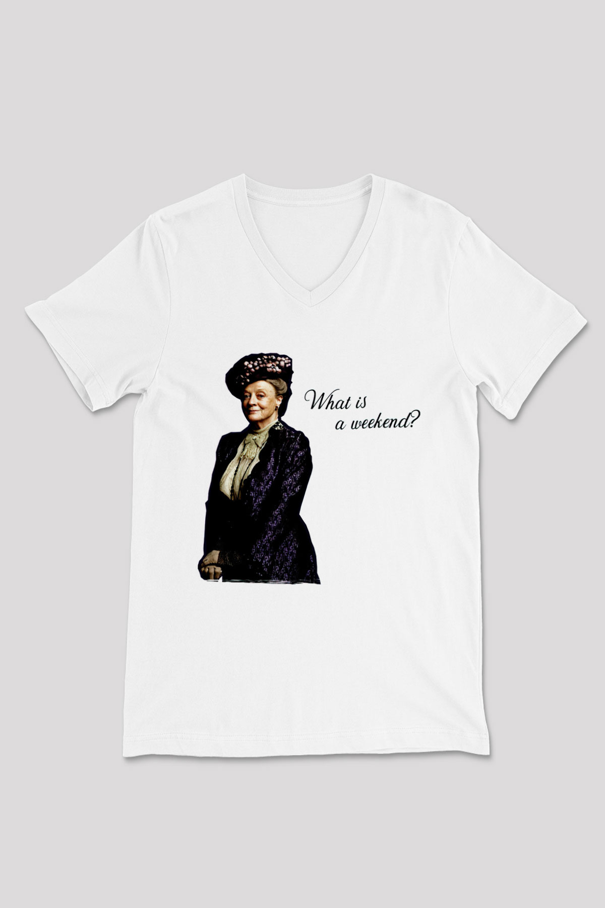 Downtown Abbey Beyaz Unisex V Yaka Tişört